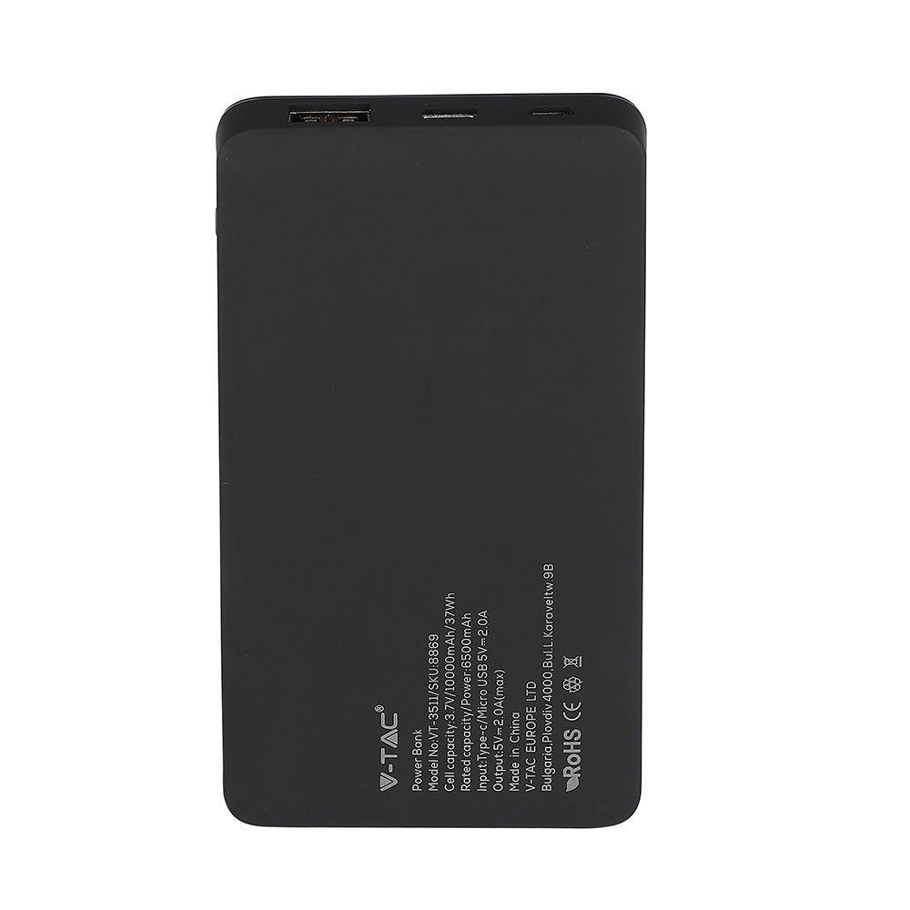 VT-3511 10000mah POWER BANK WITH DIGITAL DISPLAY & USB TYPE-C-BLACK