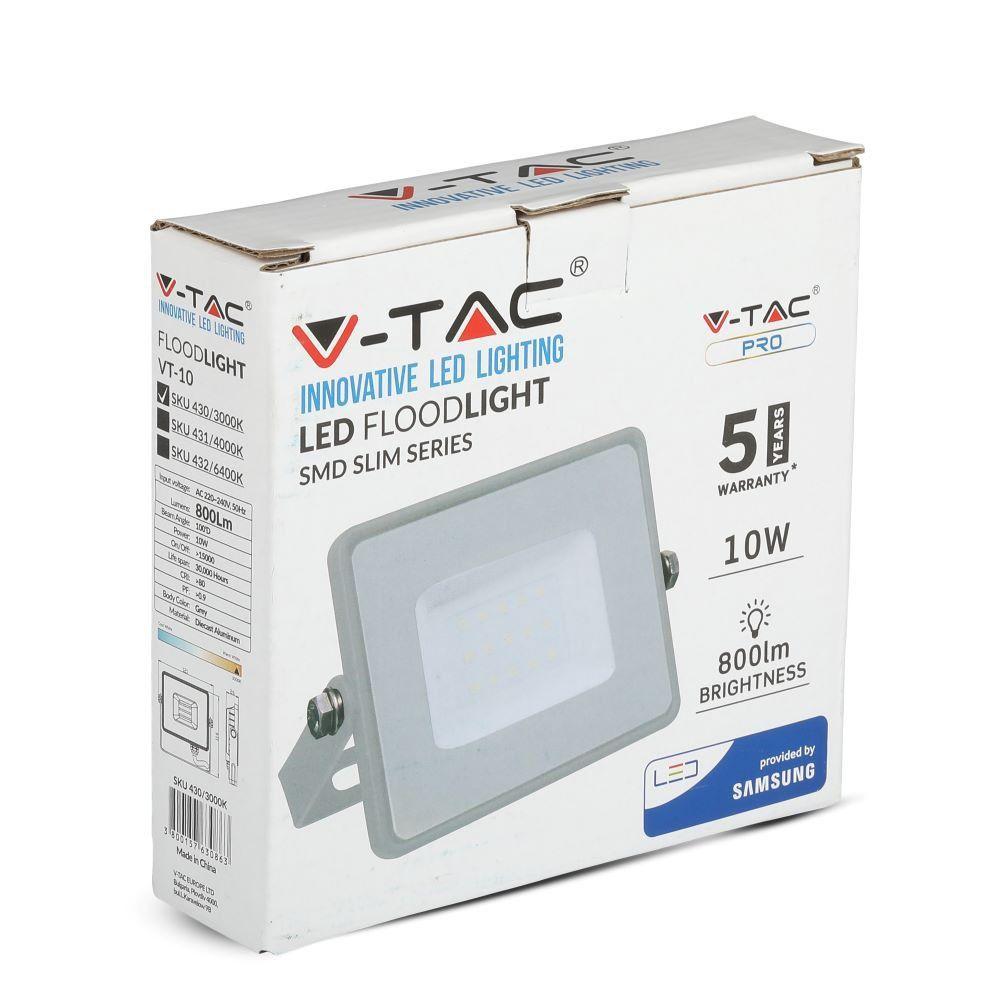 VT-10 10W SMD FLOODLIGHT SAMSUNG CHIP 4000K GREY BODY