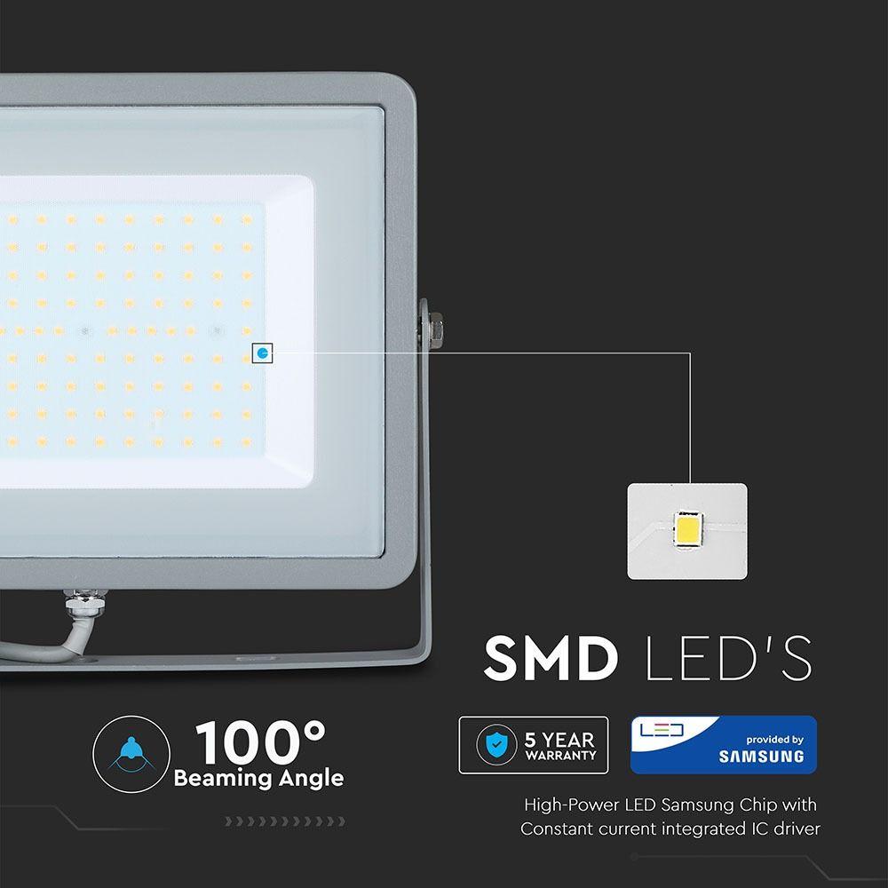 100W Naświetlacz LED SMD, Chip SAMSUNG, Barwa:3000K, Obudowa: Szara , VTAC, SKU 472