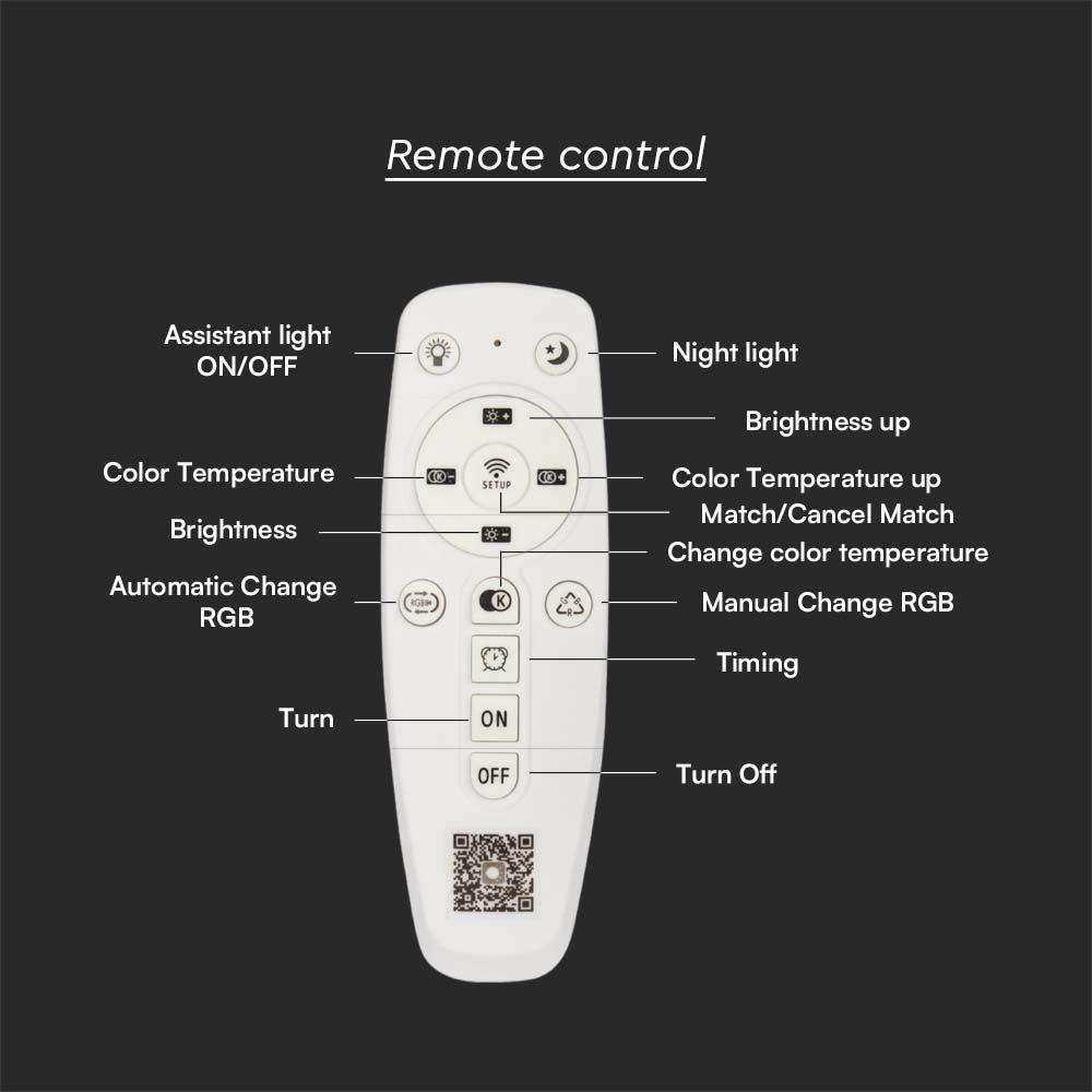 120W Dekoracyjna lampa sufitowa LED (D50*9CM), Barwa: 3000K+6000K, Ściemniana, Obudowa: Biała    , VTAC, SKU 15359