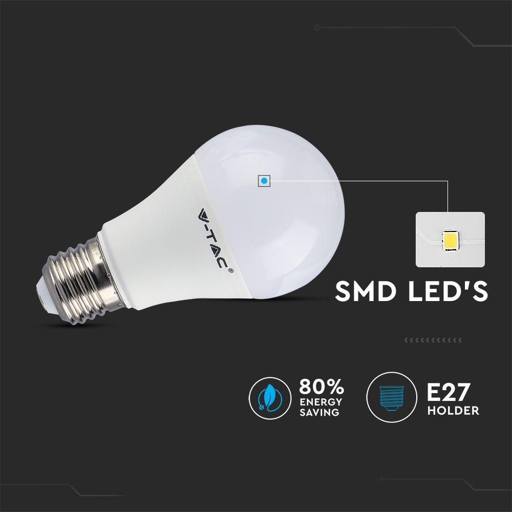 6W A60 Żarówka LED sterowana pilotem, Barwa:RGB+6400K, Trzonek:E27, VTAC, SKU 7151