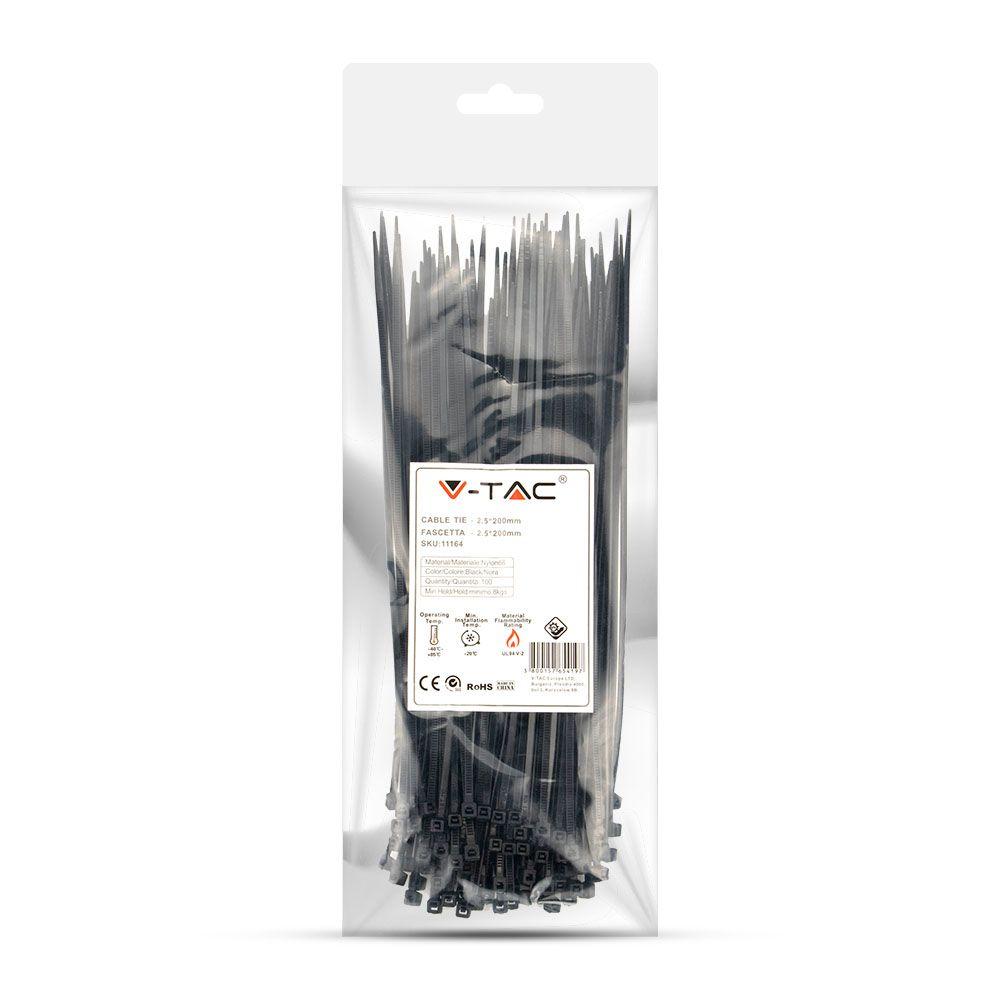 CABLE TIE 2.5*200mm BLACK (FLAMABILITY MATERIAL RATING - UL94-V2) 100PCS/PACK