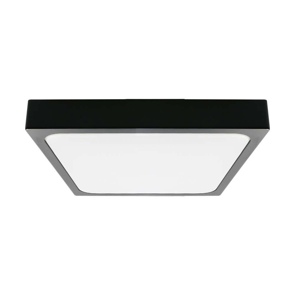 24W Plafon LED z mikrofalowym czujnikiem ruchu, Średnica: 295mm, Barwa:4000K, Klosz: Kwadratowy mleczny czarna ramka, IP44, VTAC, SKU 7673