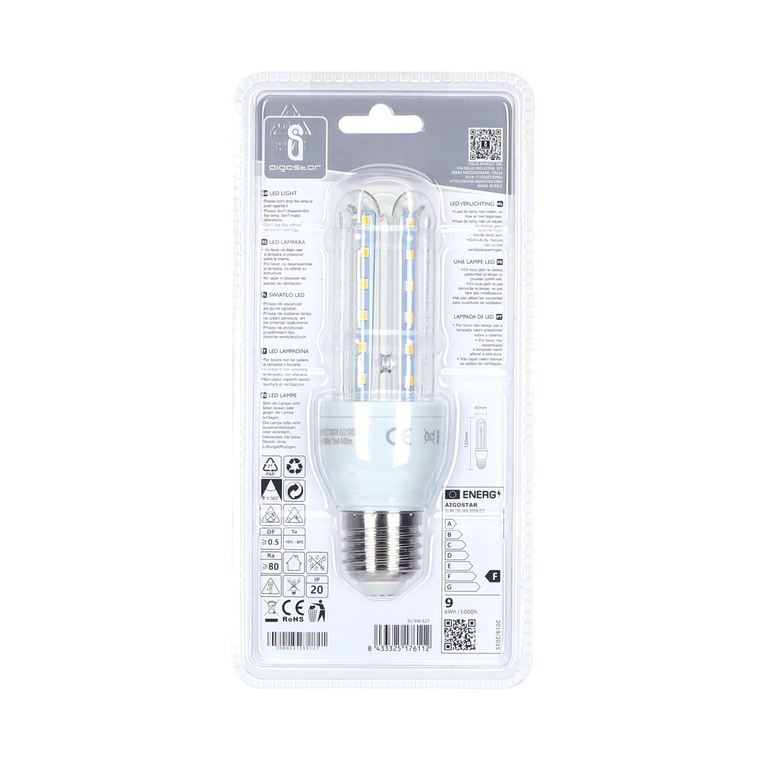 LED E27 9W U-tube