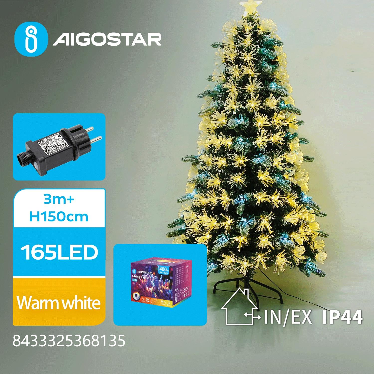 Christmas decorations-Low voltage adapter Flocking tree-150CM-Warm white-8blink+time-IP44