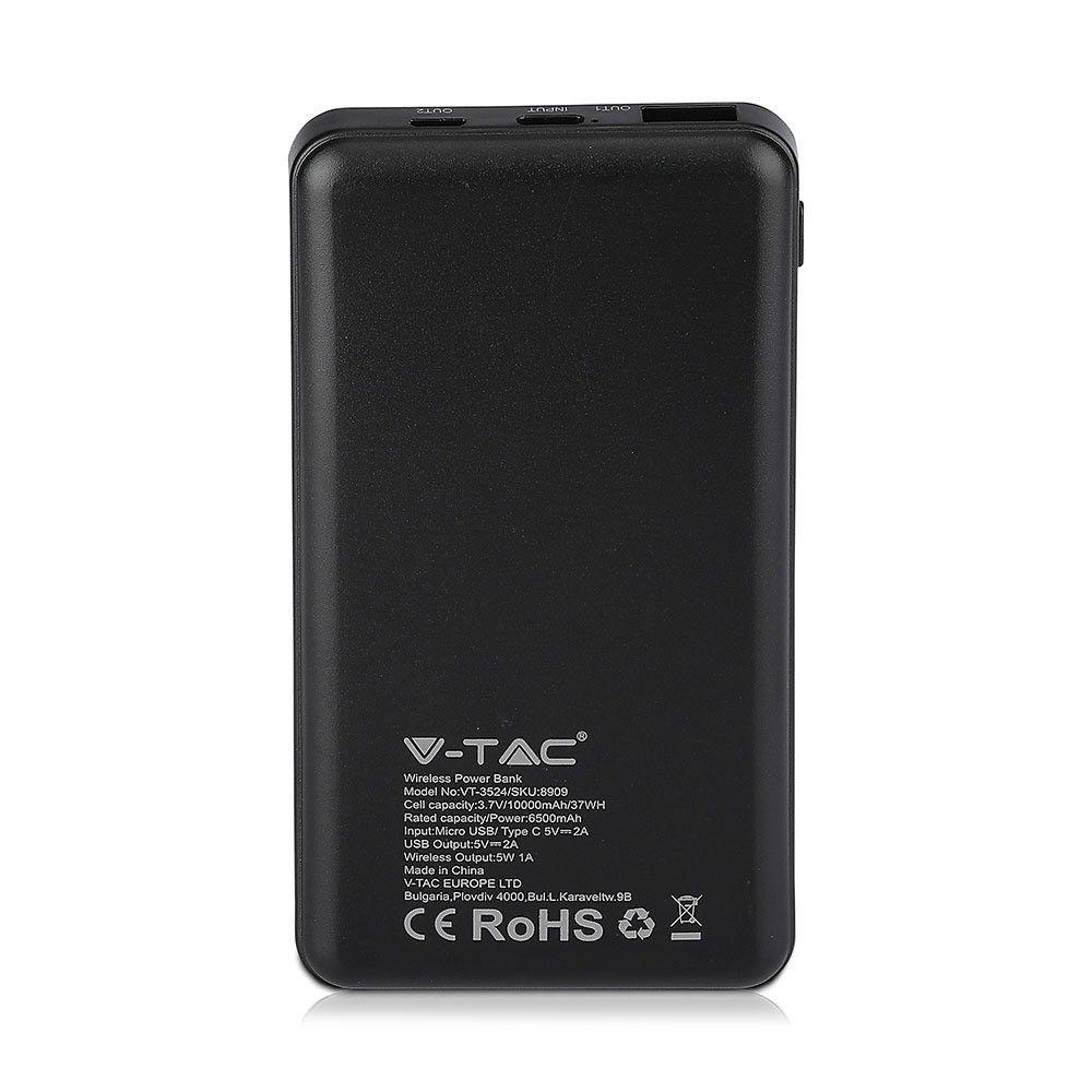 VT-3524 10000mah WIRELESS POWER BANK WITH 1 USB+TYPEC-BLACK