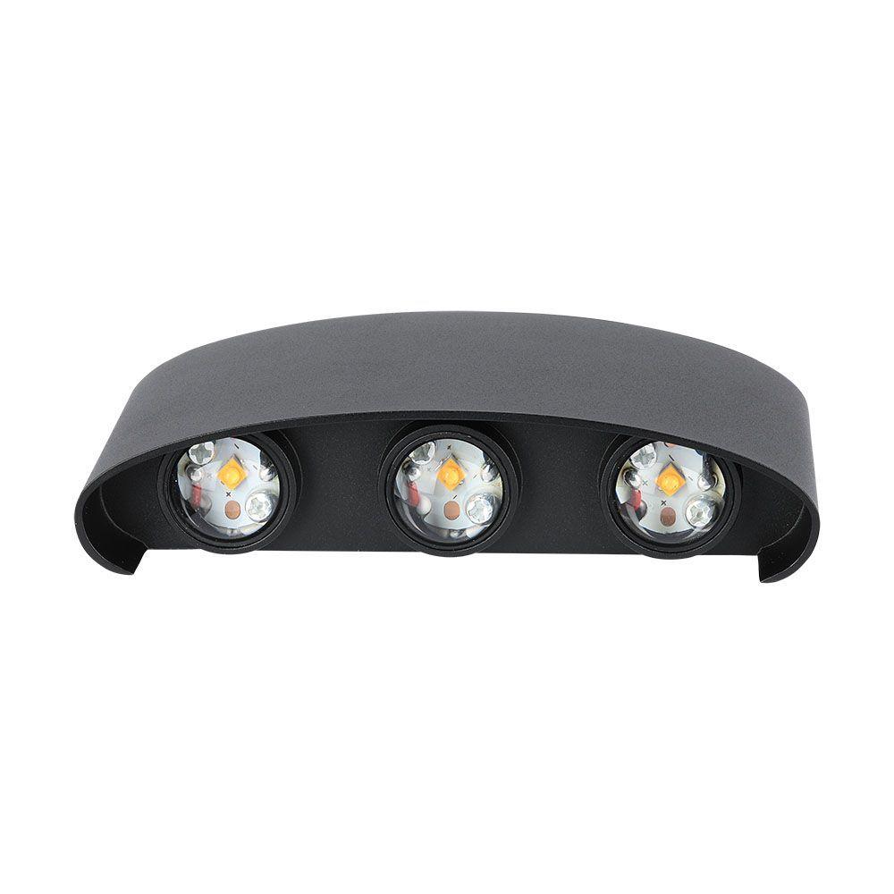 6W Lampa ścienna LED, Barwa:3000K, IP54, Obudowa: Czarny, VTAC, SKU 218615