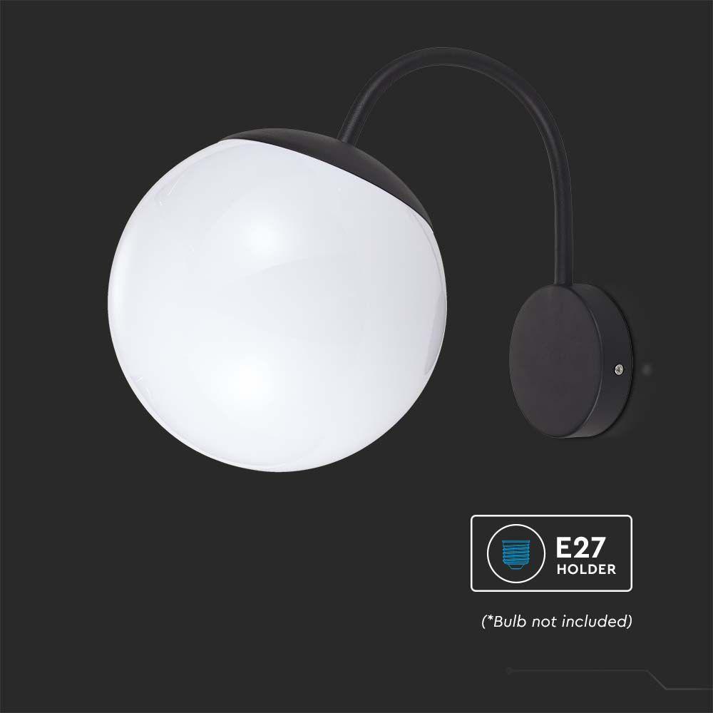 VT-1223 WALL LAMP(1*E27)-MATT BLACK-OPAL PLASTIC BALL