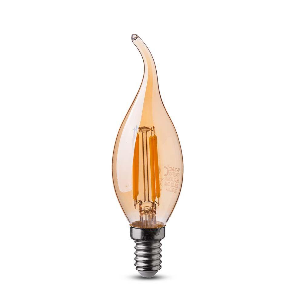 VT-1949 4W CANDLE FLAME FILAMENT BULB AMBER GLASS 2200K E14