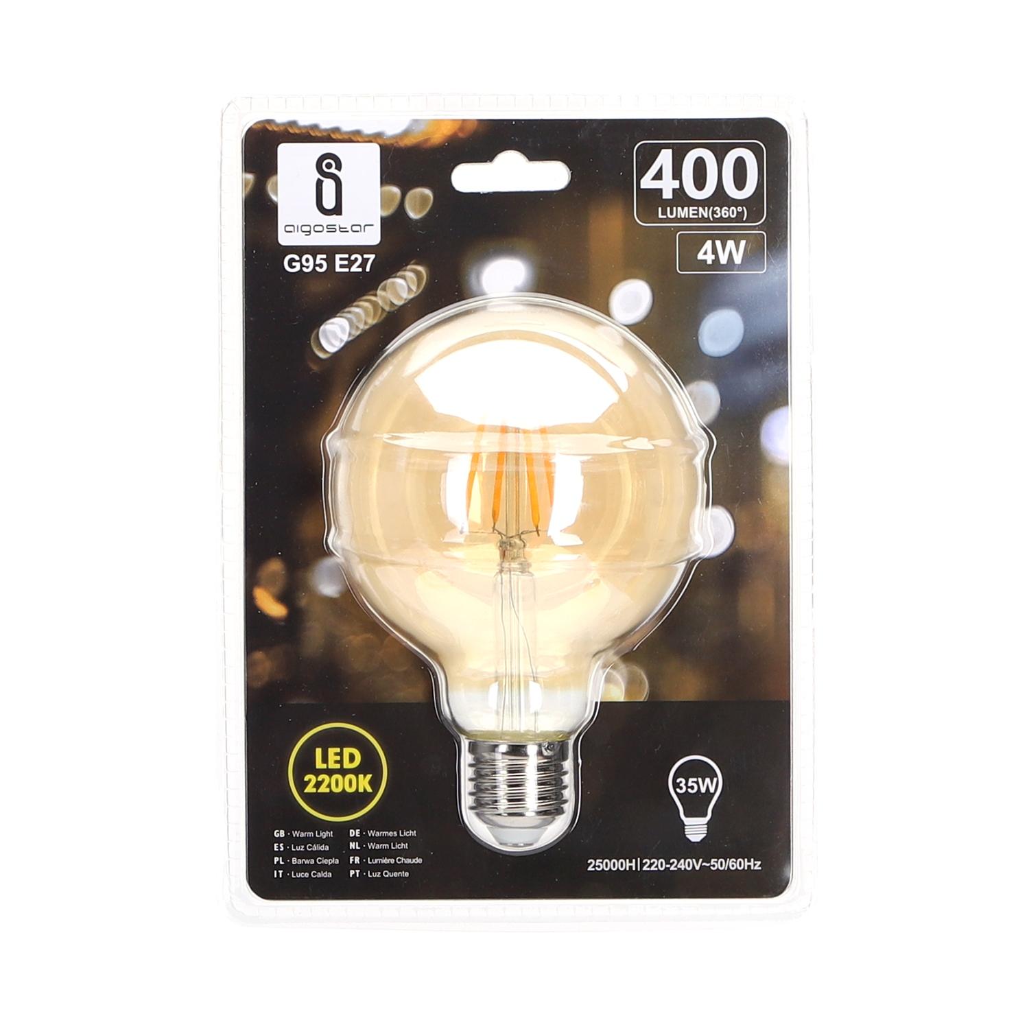 LED Filament Bulb (Amber) G95 E27 4W