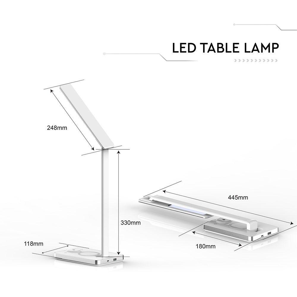 5W Lampka biurkowa z ładowarką indukcyjną, Barwa: 3w1, Biała, VTAC, SKU 8603