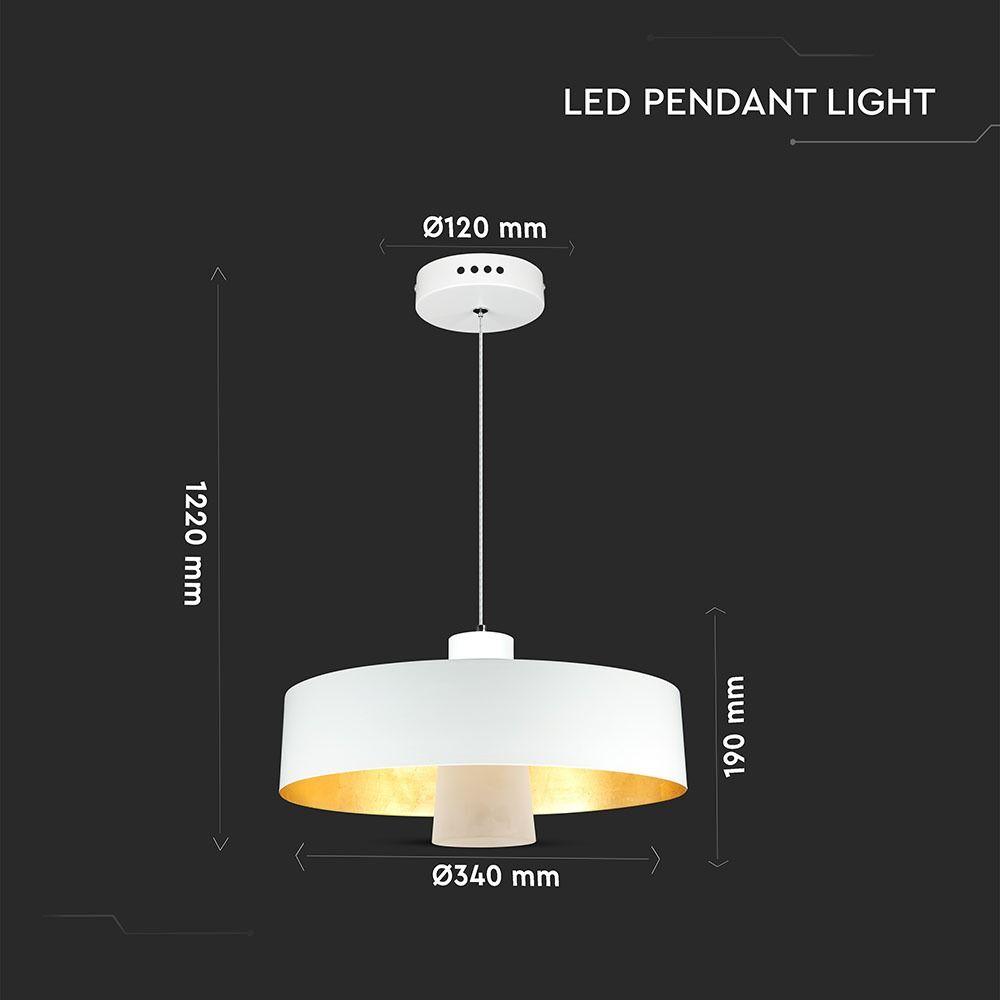 7W Lampa Wisząca LED, Klosz: Akryl, Biały, Barwa:3000K, VTAC, SKU 3939