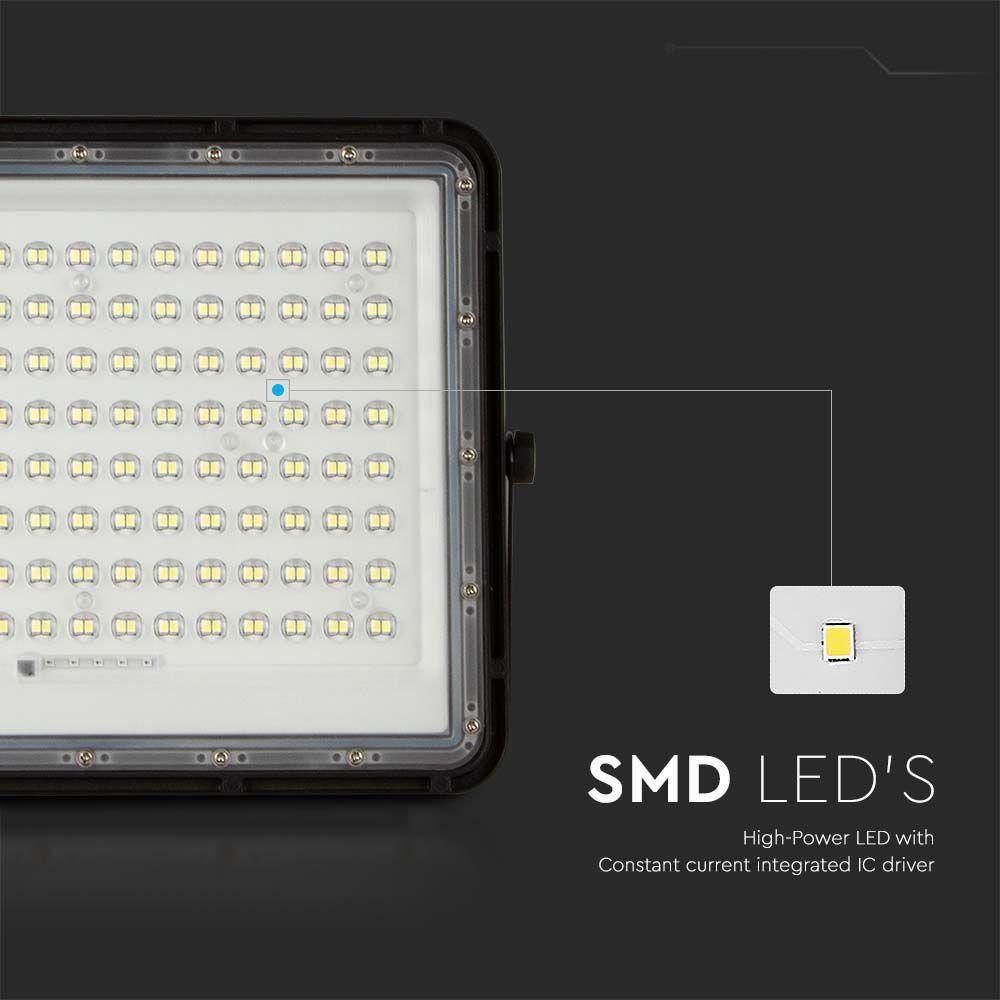 20W Solar LED floodlight with twilight sensor, Panel with Cable: 3m, Remote control, Battery 16000mAh/ Colour:4000K, Housing: Black, VTAC, SKU 7828