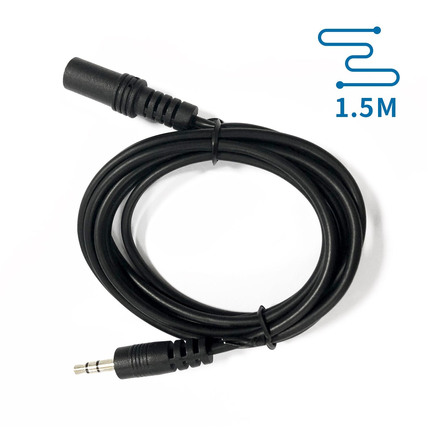 Kabel audio mini jack 3,5  mm męski/żeński 1,5 m czarny