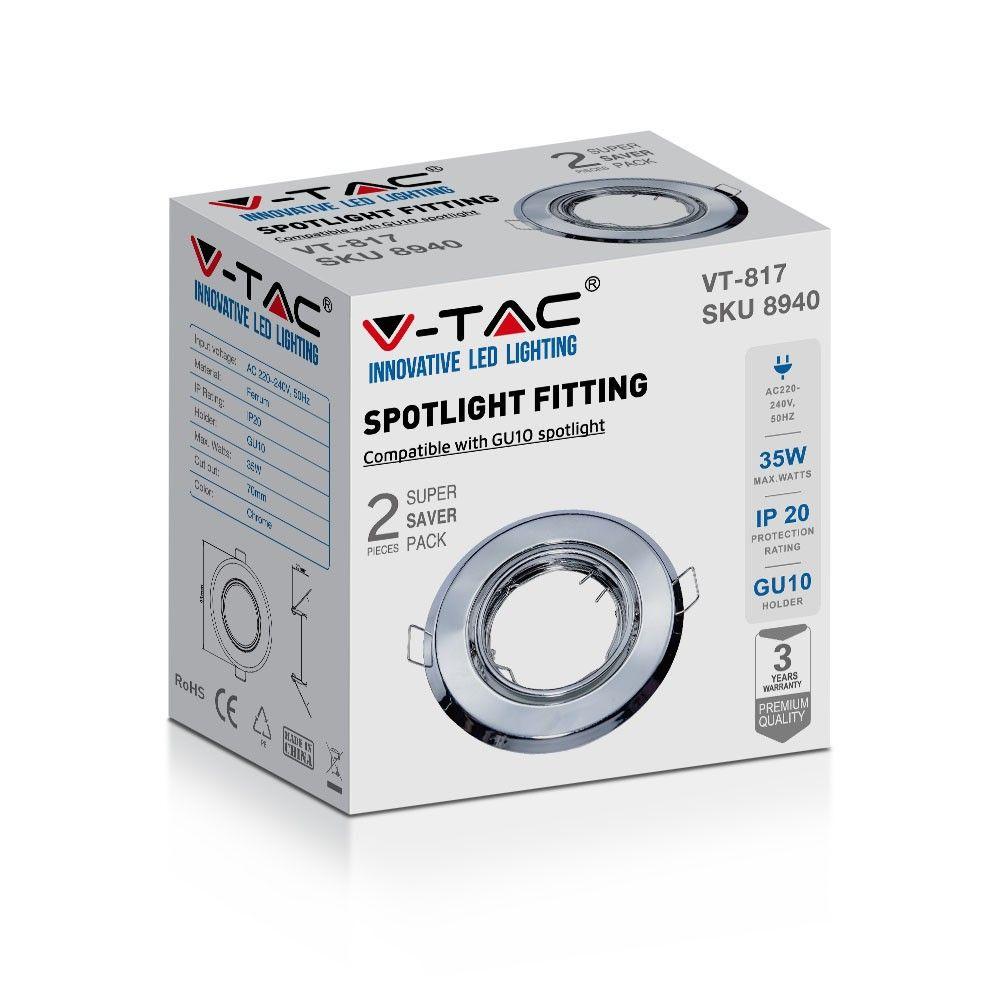 VT-817 GU10 FITTING ROUND CHROME 2PCS/PACK