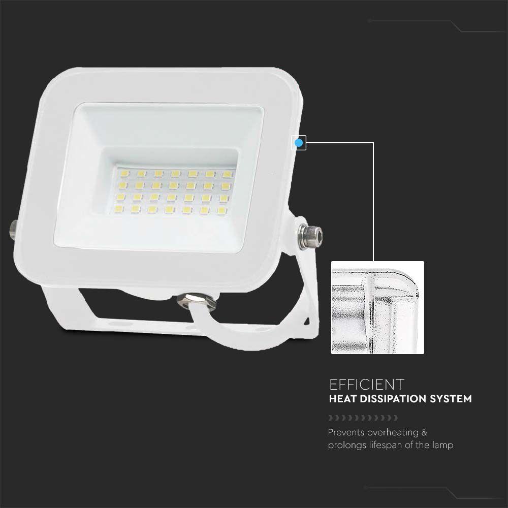 VT-44020 20W FLOODLIGHT SAMSUNG CHIP 6500K WHITE BODY WHITE GLASS