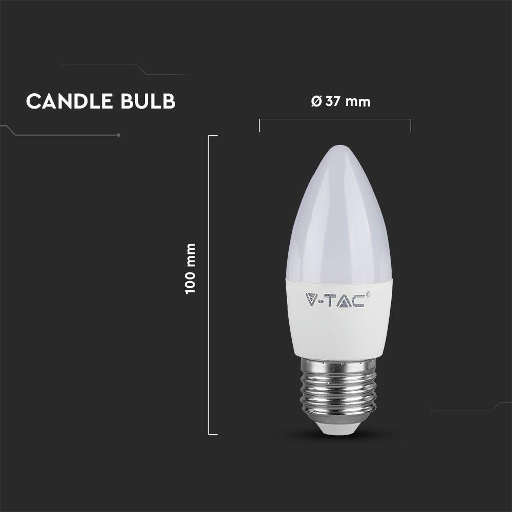 5.5W Żarówka LED C35, Barwa:2700K, Trzonek: E27, VTAC, SKU 43421