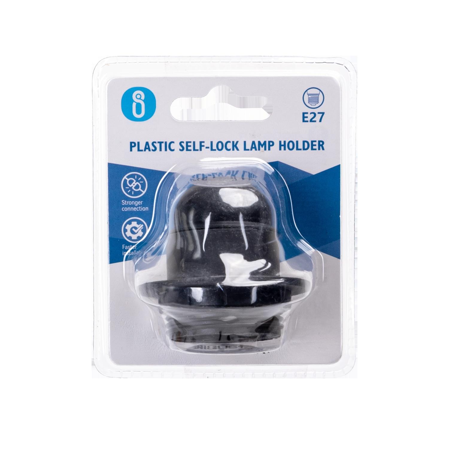 E27 Plastic Screw Terminal Lamp Holder Black