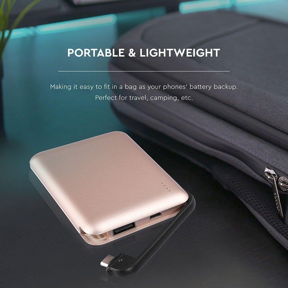 VT-3510 5000mah POWER BANK WITH LED LIGHT DISPLAY & CABLE(BLACK) -ROSE GOLD