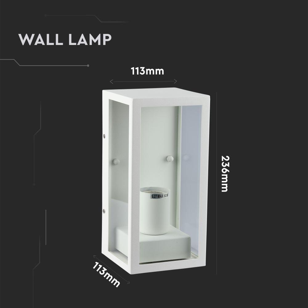 VT-837 E27 WALL LAMP MATT WHITE-CLEAR GLASS