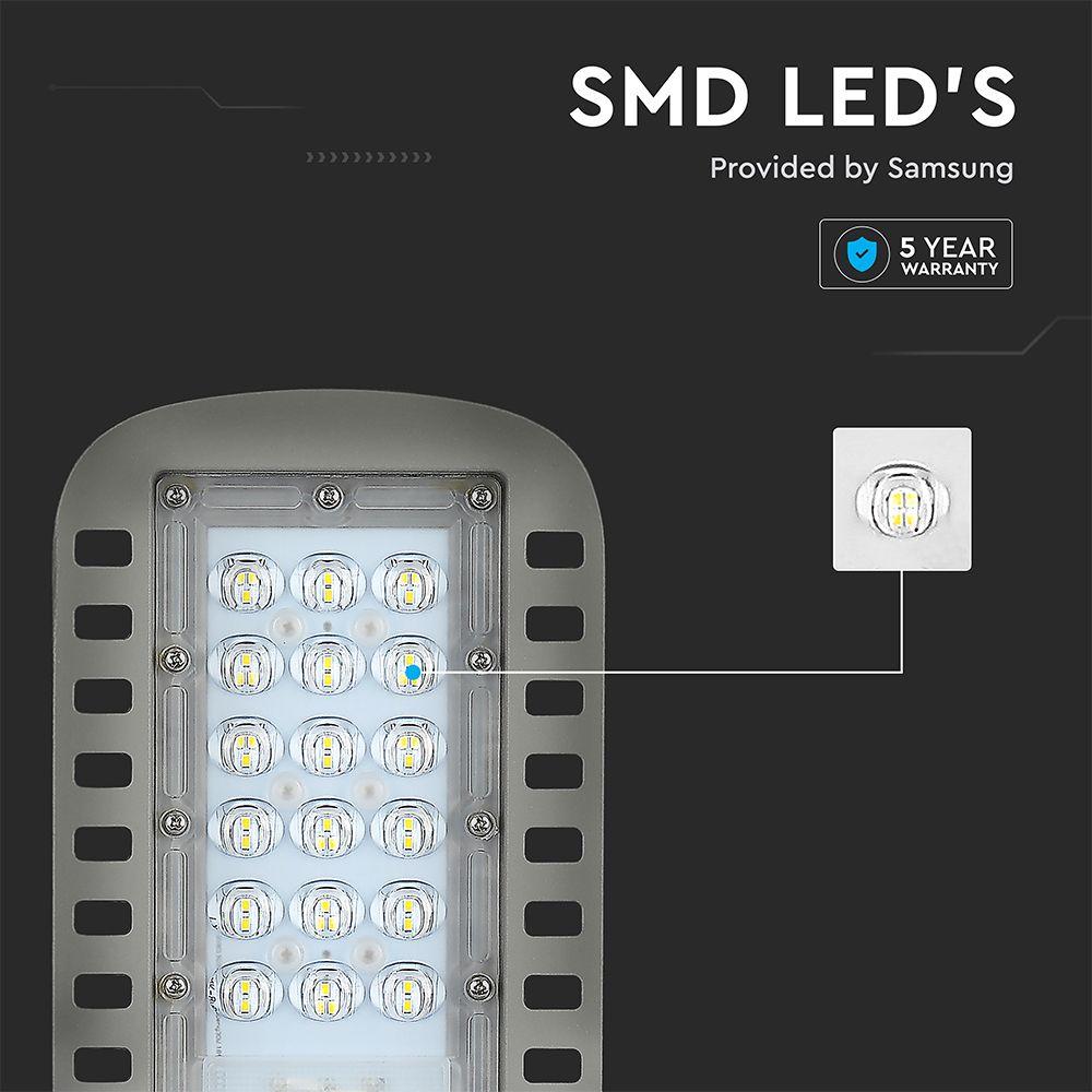 30W Lampa uliczna LED Slim, Chip SAMSUNG, Barwa:6500K, Wydajność: 135lm/w, VTAC, SKU 21957