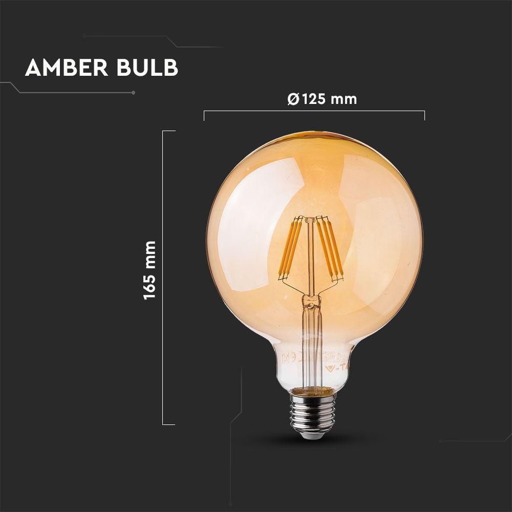 VT-1956 4W LED G125 AMBER GLASS FILAMENT BULB 2200K E27