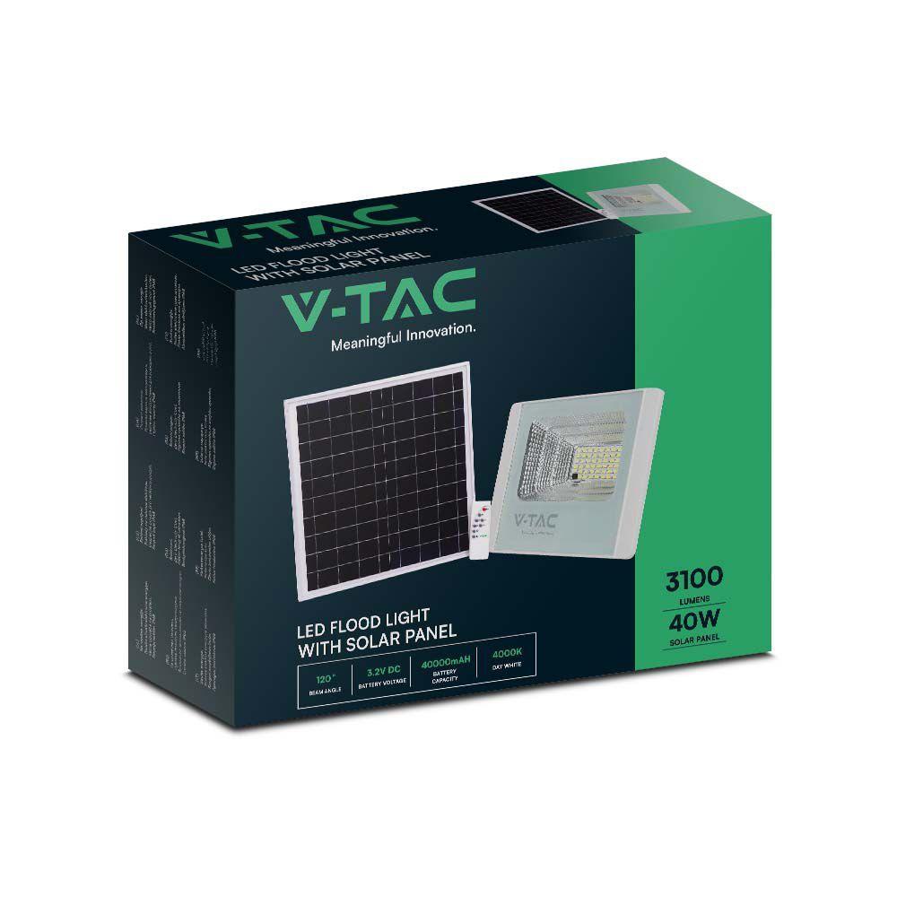 VT-200W 40W SOLAR PANEL WITH LED FLOODLIGHT 4000K WHITE BODY