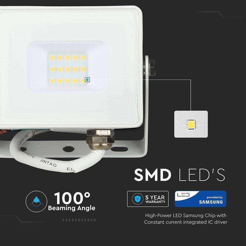 10W Naświetlacz LED SMD, Chip SAMSUNG, Barwa:4000K, Obudowa: Biała , VTAC, SKU 428