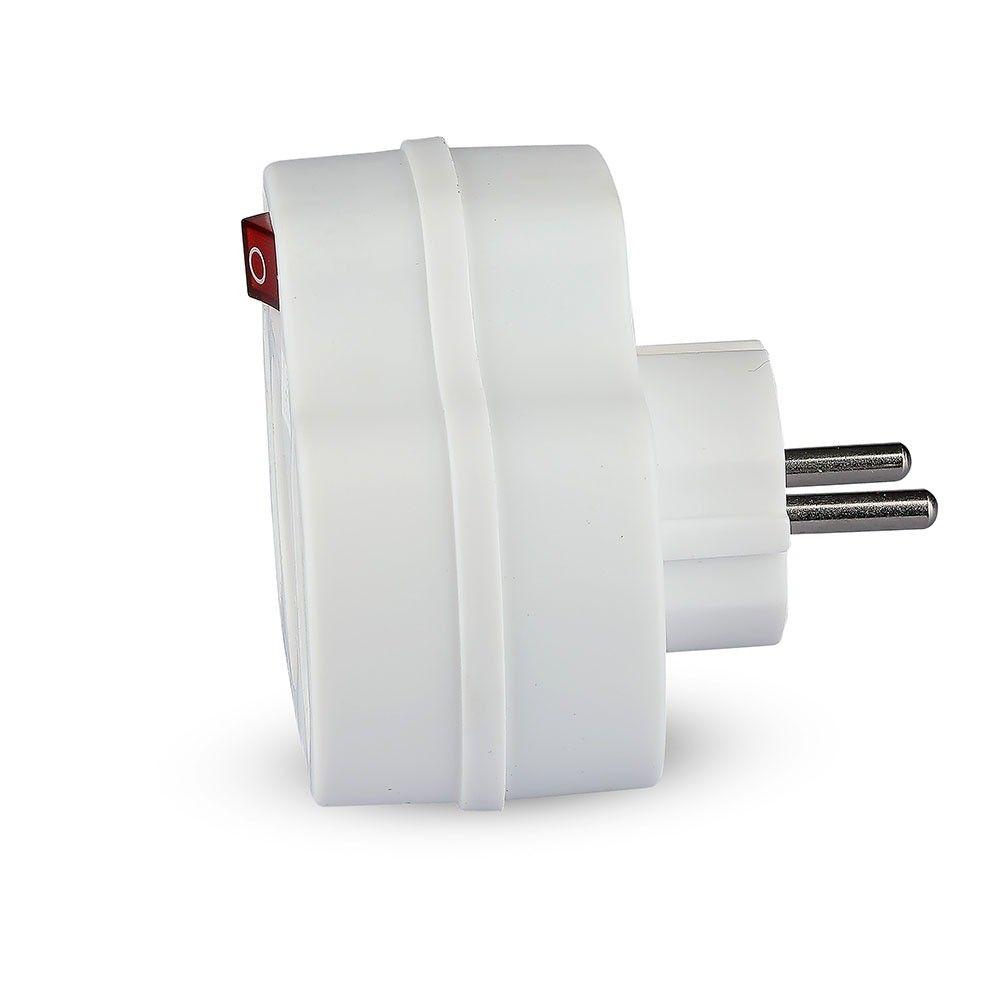 VT-1063 ADAPTER WITH 2 SOCKET 2.5A 1 SOCKET 16A WITH &EARTHING -WHITE