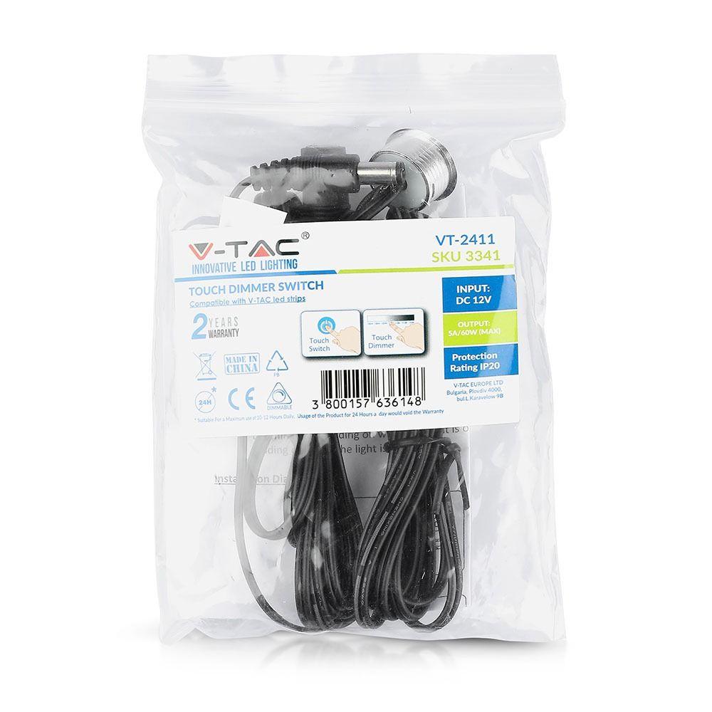 VT-2411 LED TOUCH SWITCH AND DIMMER - SILVER+BLACK CABLE