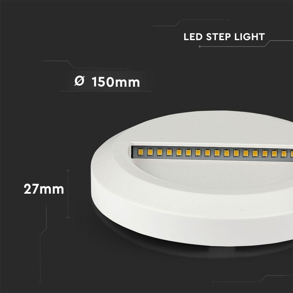 2W Oprawa Schodowa LED, Barwa:4000K, Obudowa: Biała, Okrągły, VTAC, SKU 1314