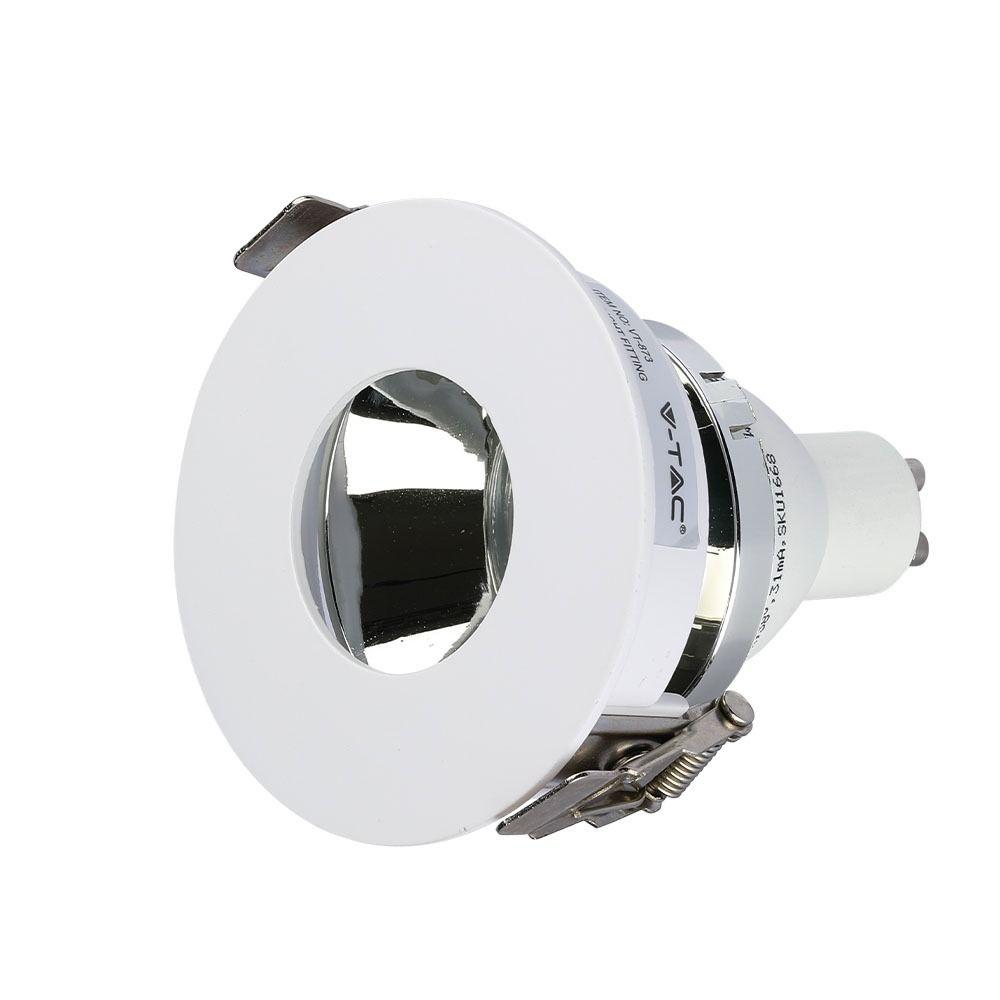 VT-873 GU10 FITTING ROUND-WHITE+CHROME