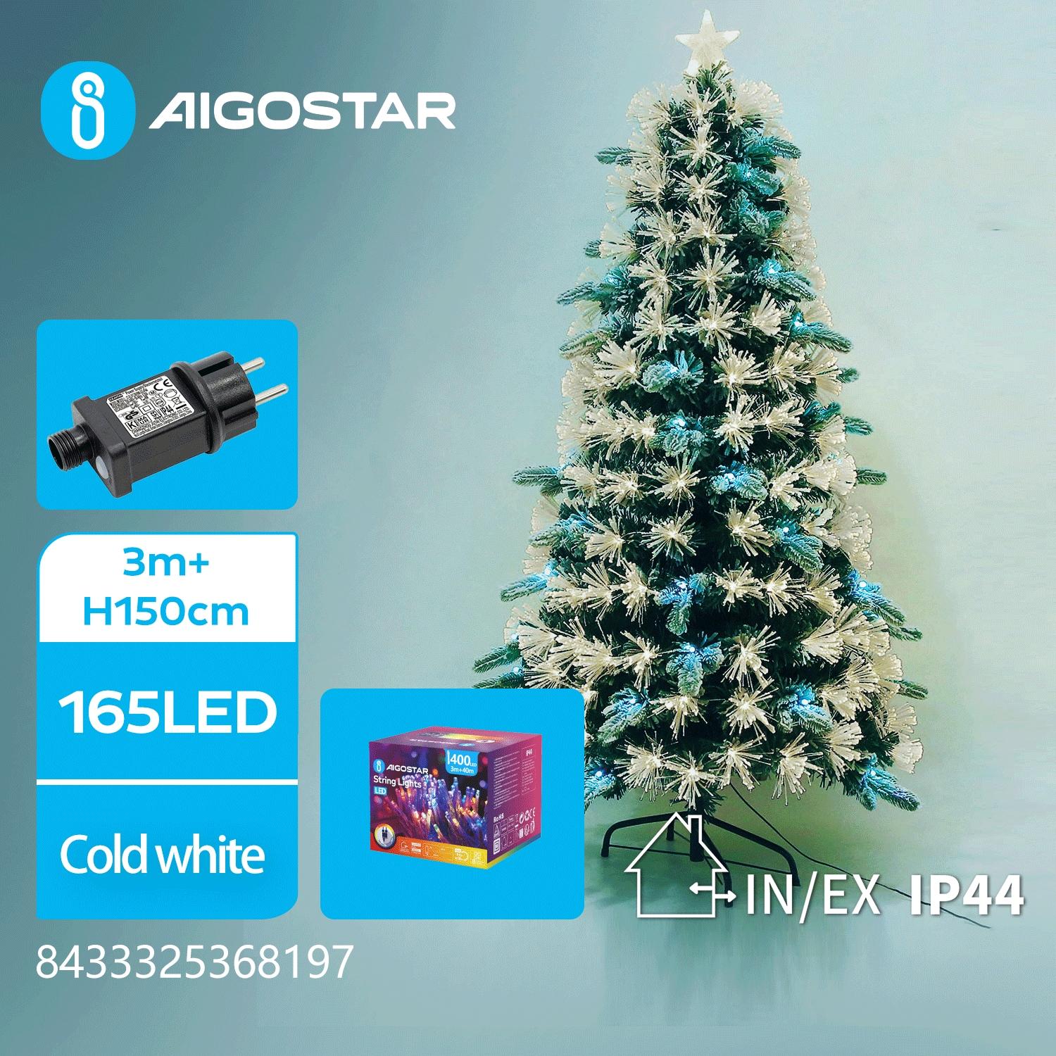 Christmas decorations-Low voltage adapter Flocking tree-150CM-Cool white-8blink+time-IP44