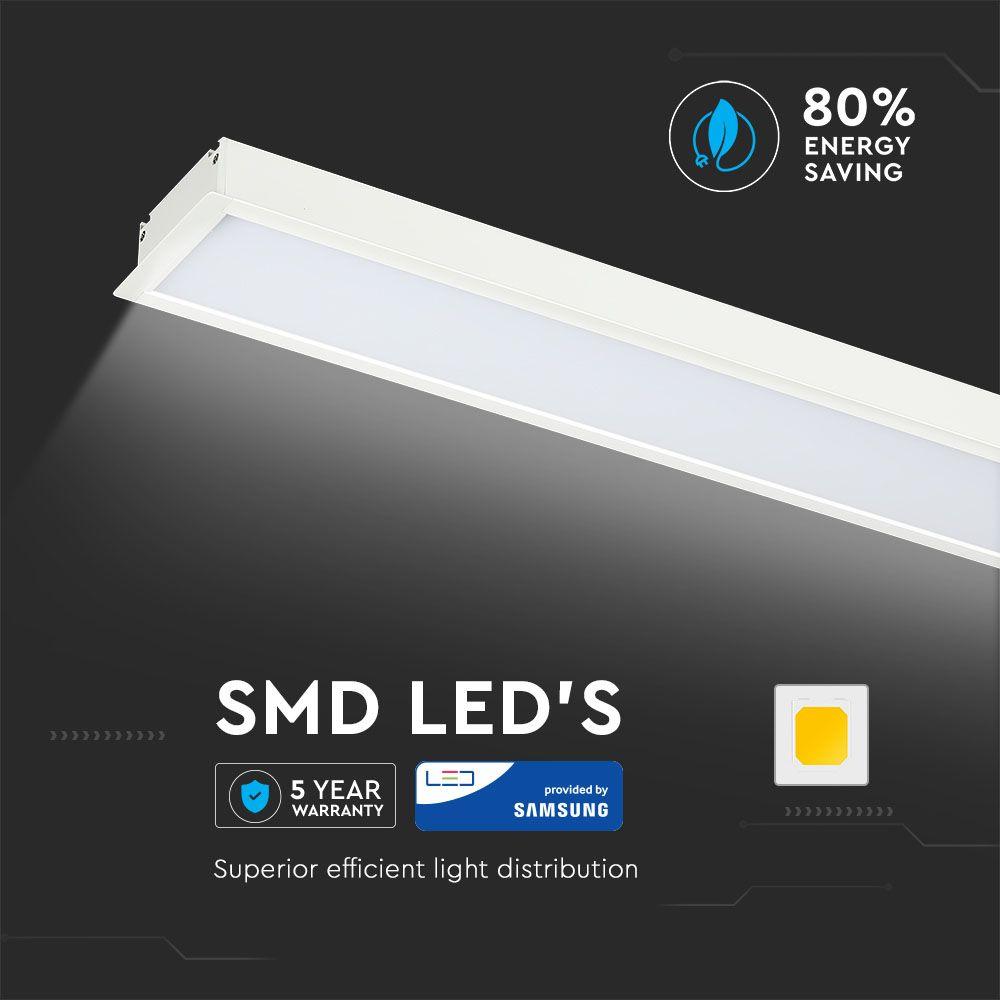 40W Oprawa Liniowa LED Podtynkowa, Chip SAMSUNG, Barwa:4000K, 5 Lat gwarancji, Obudowa: Biała, VTAC, SKU 382