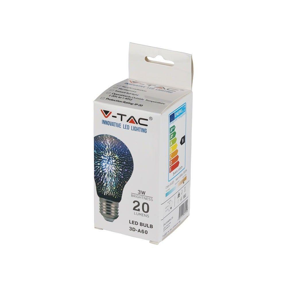 VT-2203 3W A60 LED 3D FILAMENT BULB 3000K E27