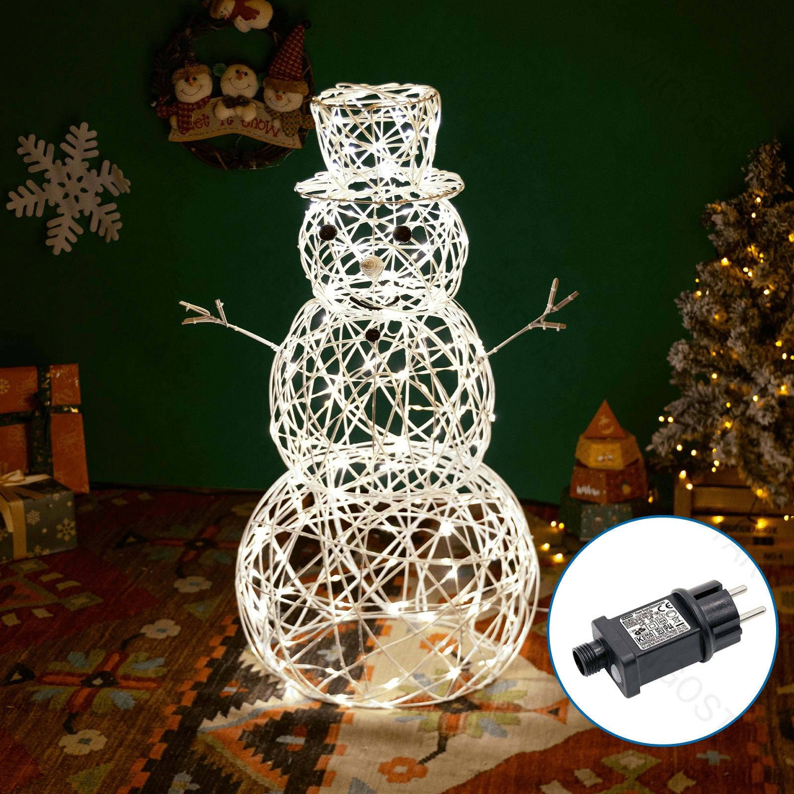 Low voltage acrylic snowman, warm white, 90cm