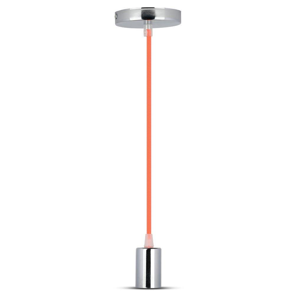 Lampa wisząca, oprawka chrom + przewód Pomarańczowy, VTAC, SKU 3788