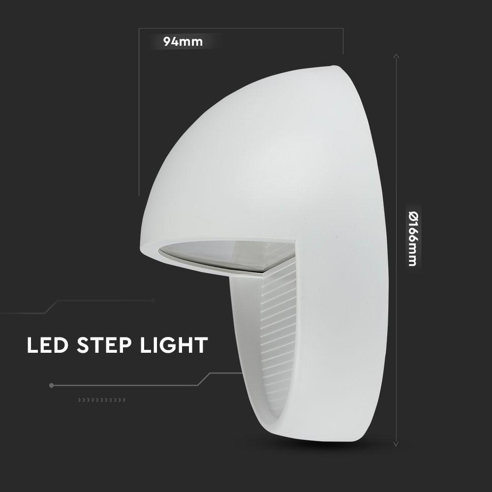 VT-1182 3W LED STEP LIGHT 3000K WHITE BODY ROUND