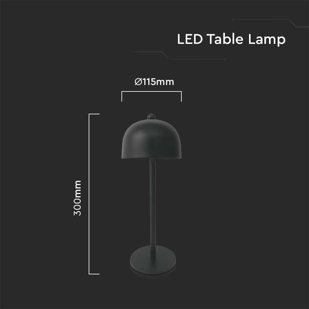 Lampka nocna LED zasilana bateryjnie, Wysokość:30cm, Bateria 1800mAh, Ściemnianie przez dotyk, Barwa:3w1, Obudowa: Czarna, VTAC, SKU 7985