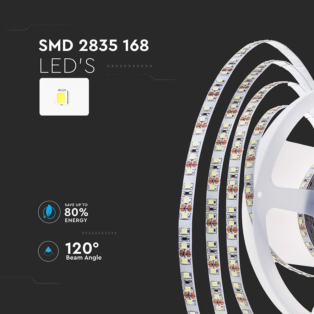 VT-2835 168 12W/M LED STRIP LIGHT 3000K IP20 24V (5M/ROLL)(PRICE PER M)