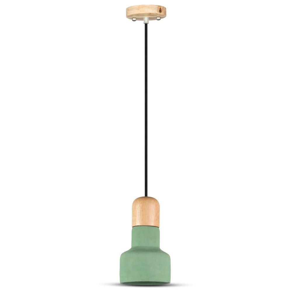 VT-7125 E27 CONCRETE+WOOD PENDANT LIGHT-GREEN D:125