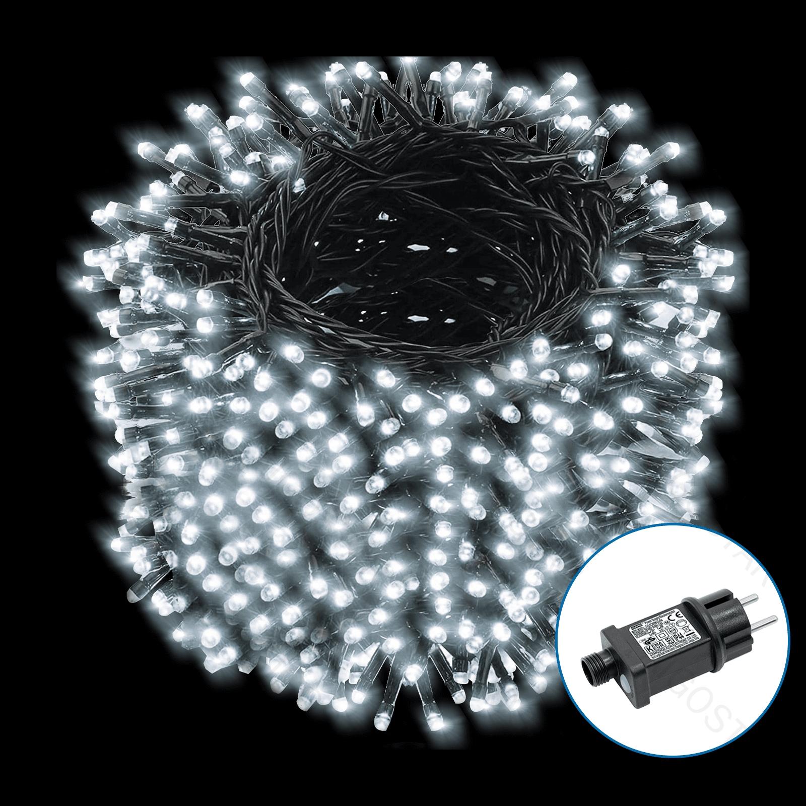 Low Voltage Flat String Lights-Cool White-3M+50M-1000LED-5CM/LED-green black wire-8blink+time+IP44