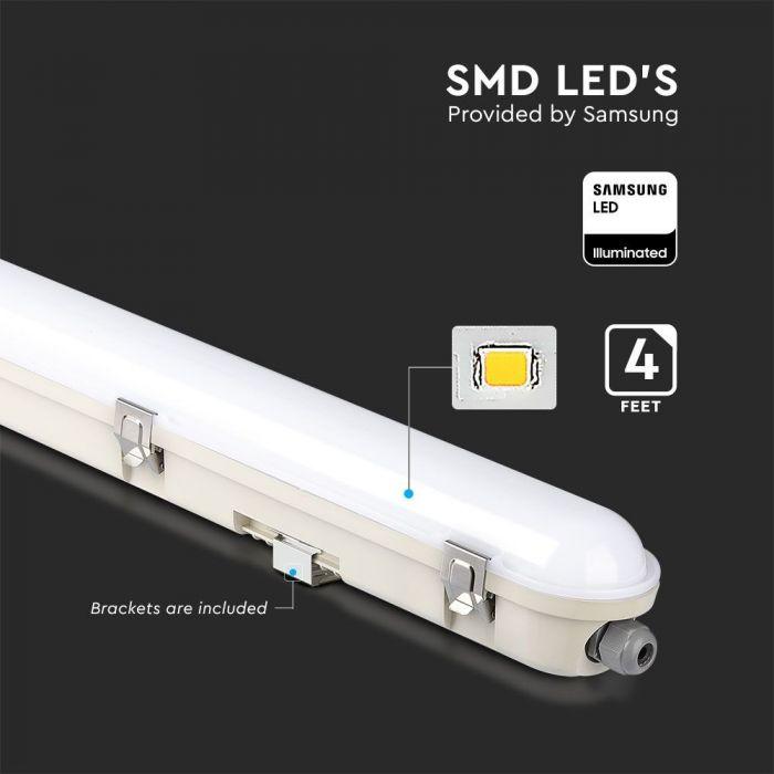 VT-120136 36W LED WATERPROOF FITTING 120CM SAMSUNG CHIP-MILKY COVER+SS CLIPS 4...