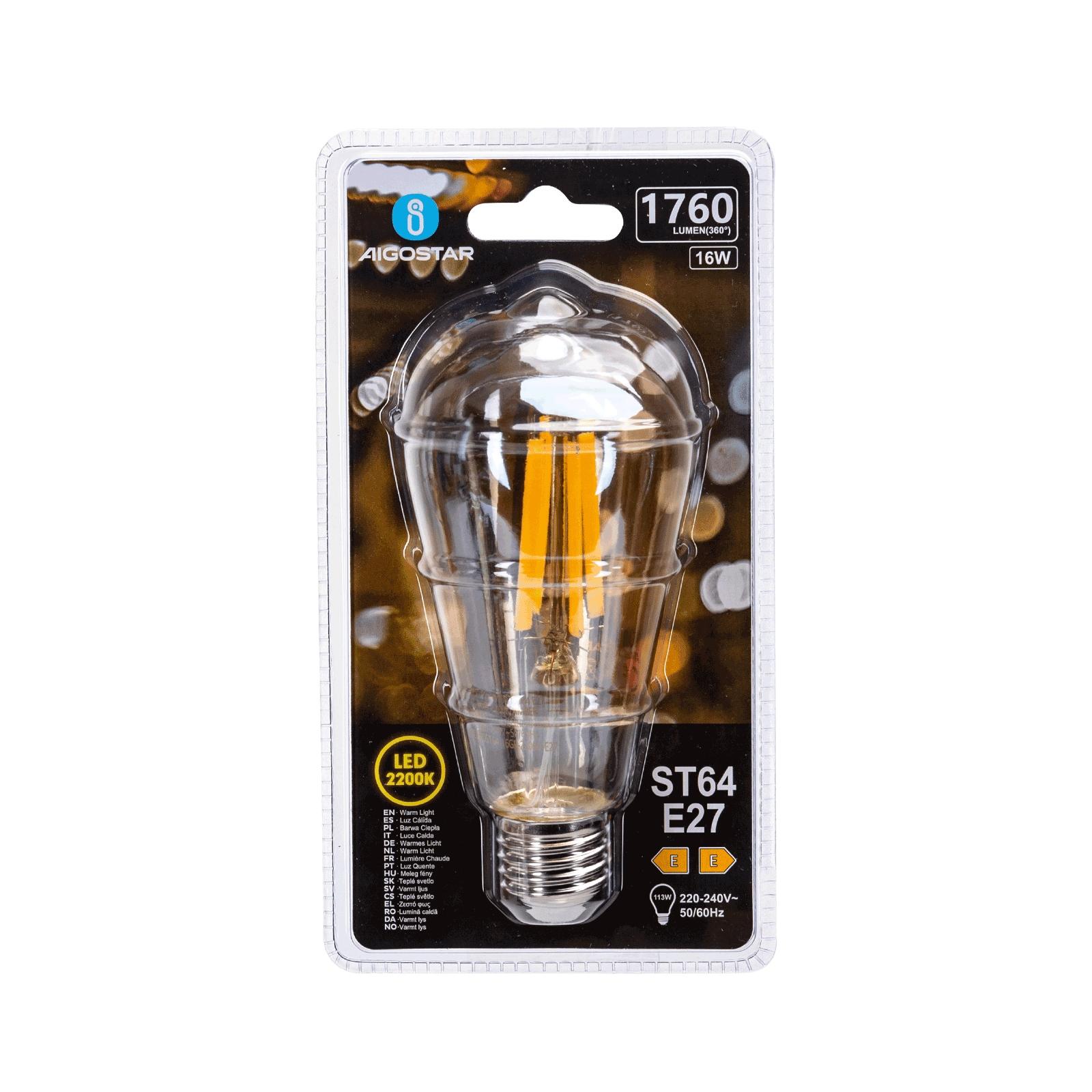 Żarówka LED Filament (Bursztynowa) ST64 E27 16W