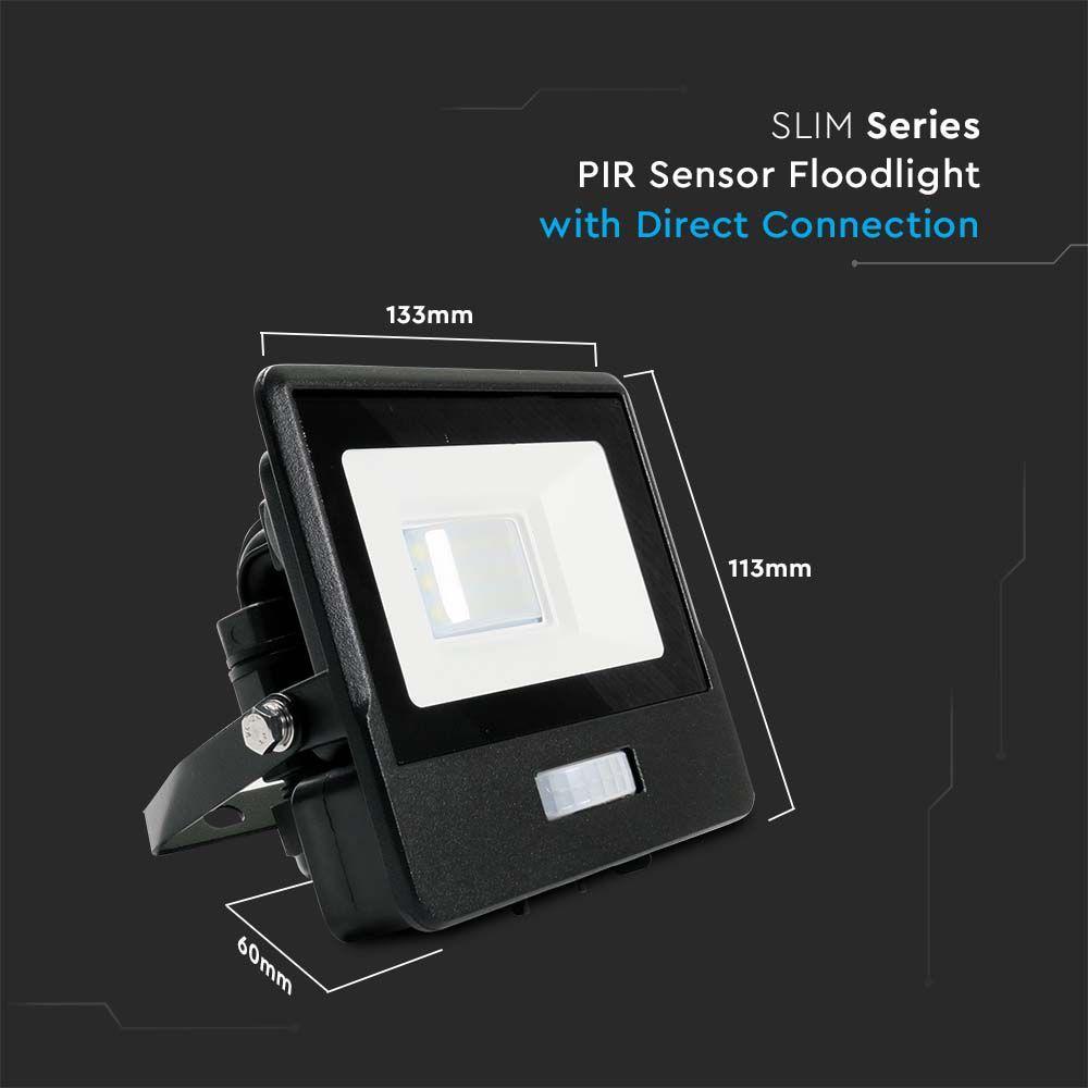 VT-118S 10W PIR SENSOR FLOODLIGHT SAMSUNG CHIP 6500K BLACK BODY