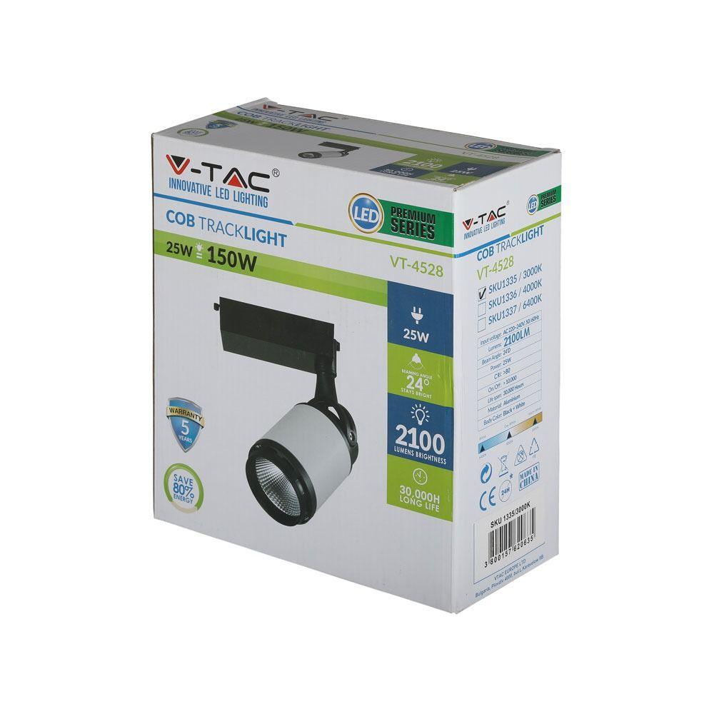 VT-4528 25W LED TRACKLIGHT 4000K- BLACK&WHITE BODY