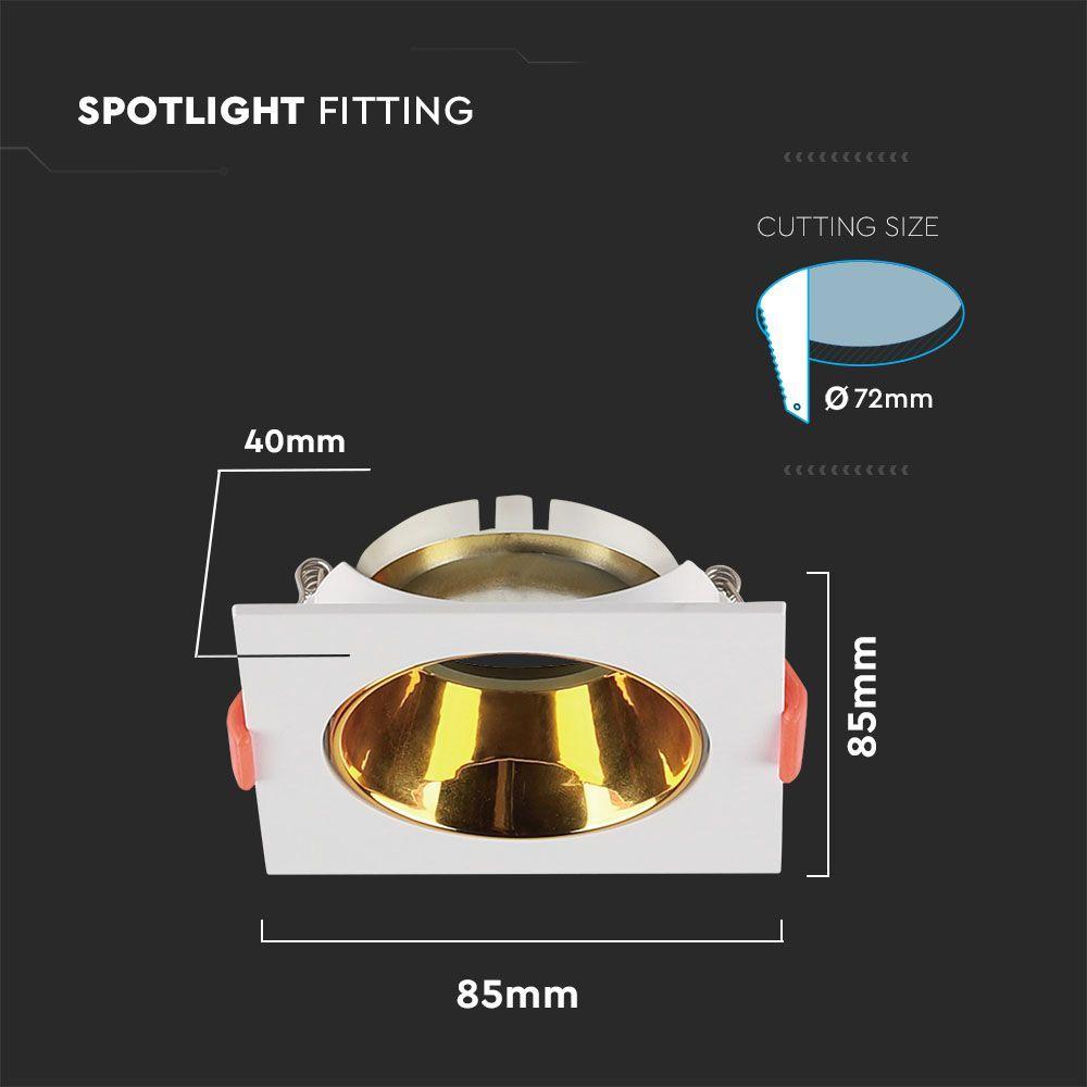 VT-932 GU10 FITTING SQUARE WHITE FRAME+GOLD REFLECTOR