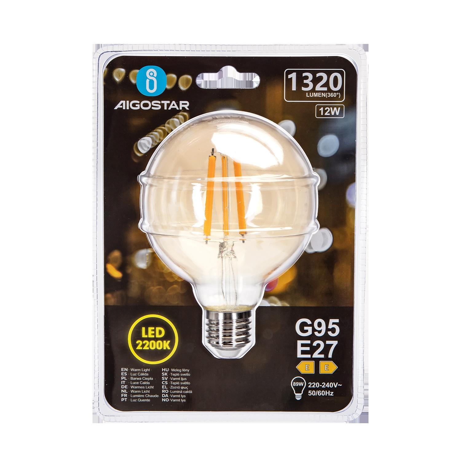 Żarówka LED Filament (Bursztynowa) G95 E27 12W