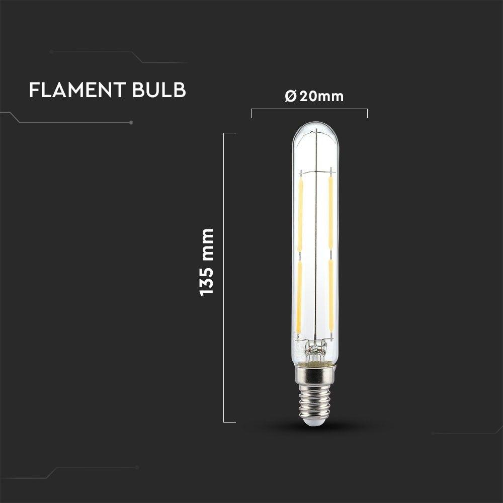 4W LED T20 Żarówka LED Filament, Klosz Przezroczysty, Barwa:2700K, Trzonek:E14, VTAC, SKU 2701