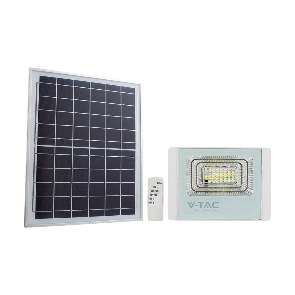 40W Naświetlacz LED z panelem solarnym, Barwa: 4000K, Obudowa: Biała , VTAC, SKU 10413